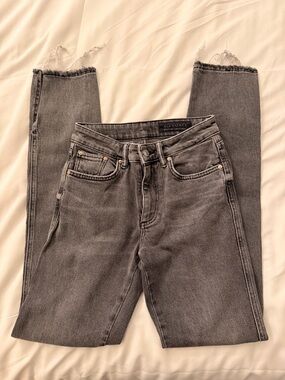 All Saints Women's Washed Gray Skinny Jeans with Raw Hem